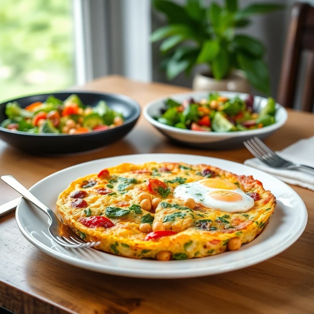Savory Veggie Frittata with Chickpea Salad