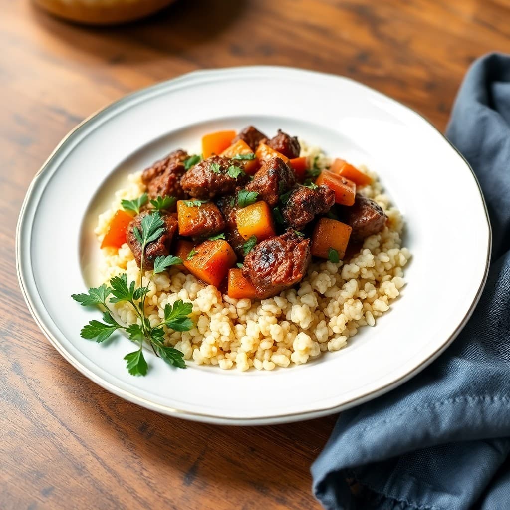 Spicy Moroccan Lamb Tagine with Herbed Couscous