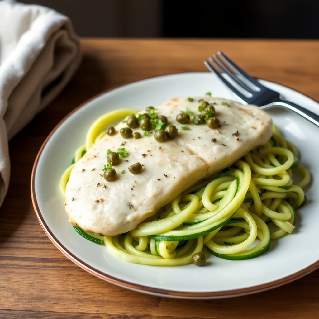 Garlic Lemon Chicken Piccata with Zucchini Noodles