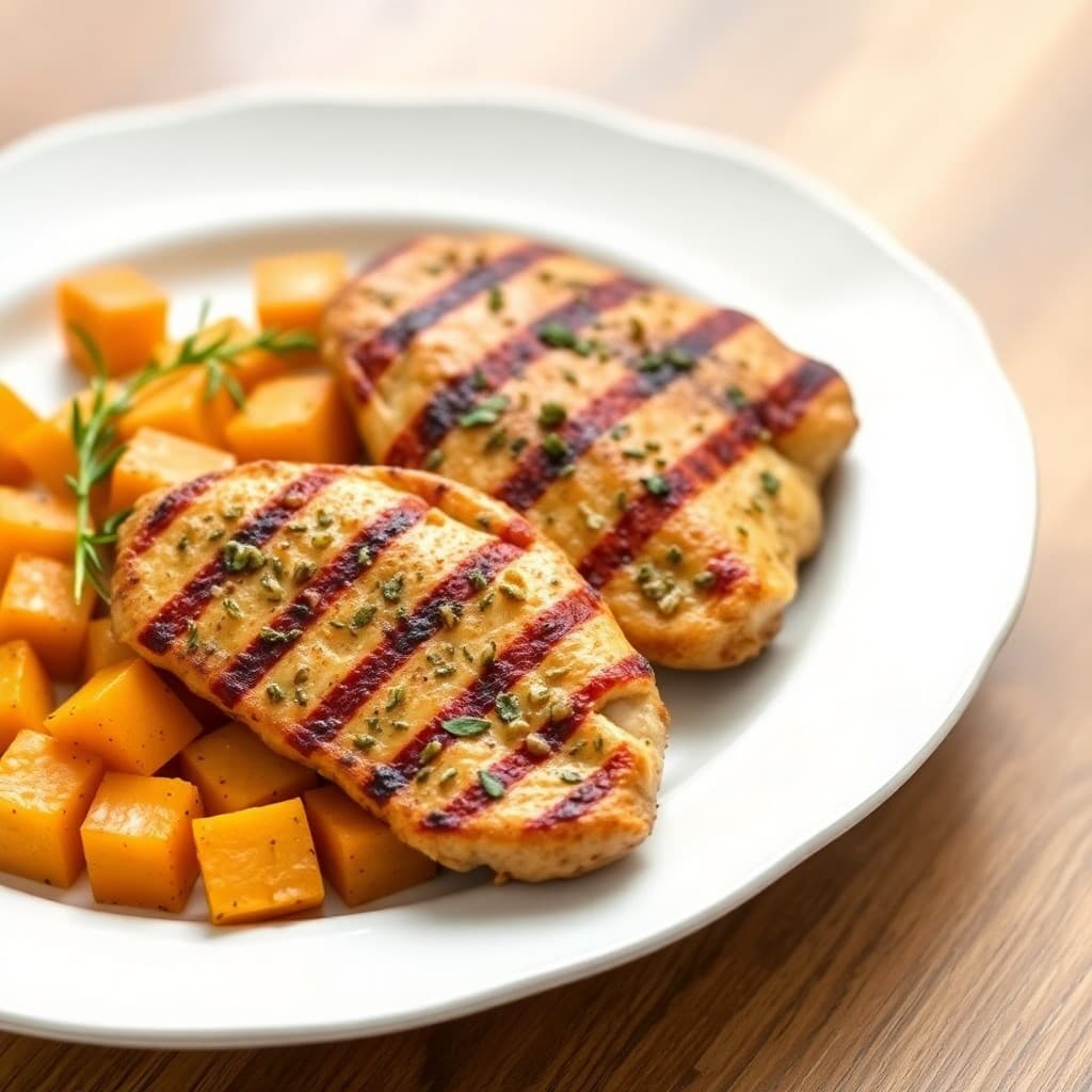 Garlic Herb Grilled Chicken with Roasted Butternut Squash