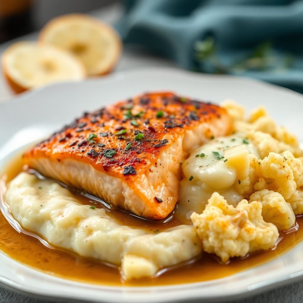 Autumn Roasted Salmon with Cauliflower Mash