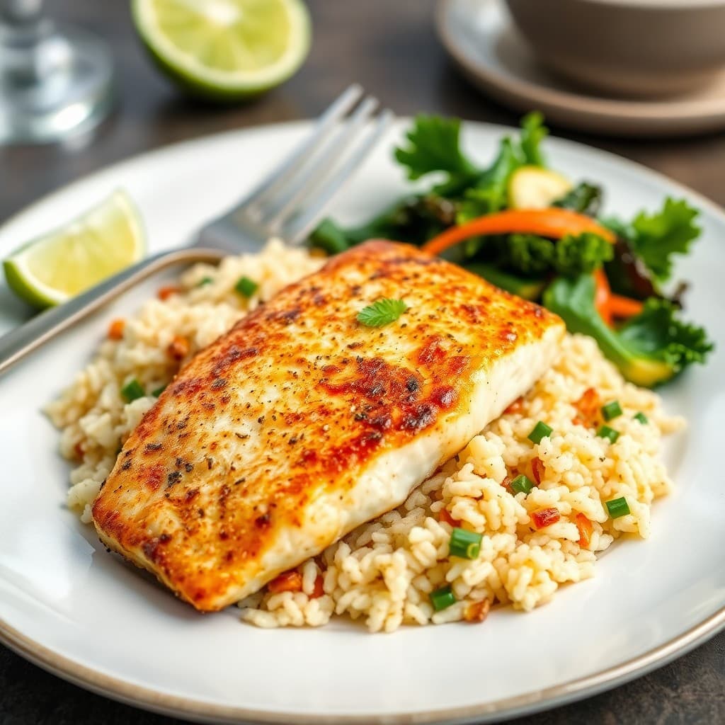 Seared Chili-Lime Tilapia with Cauliflower Rice Stir-Fry
