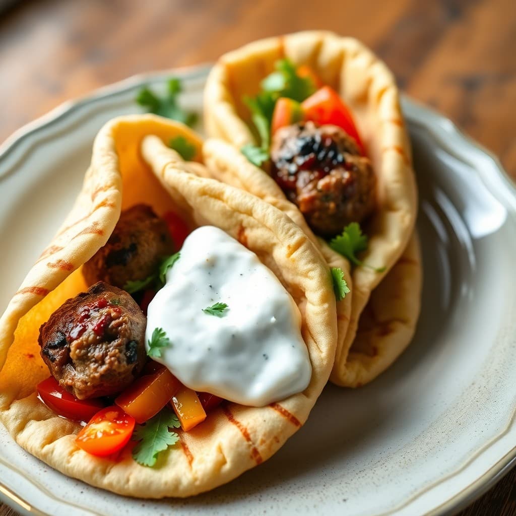 Mediterranean Lamb Meatball Pitas