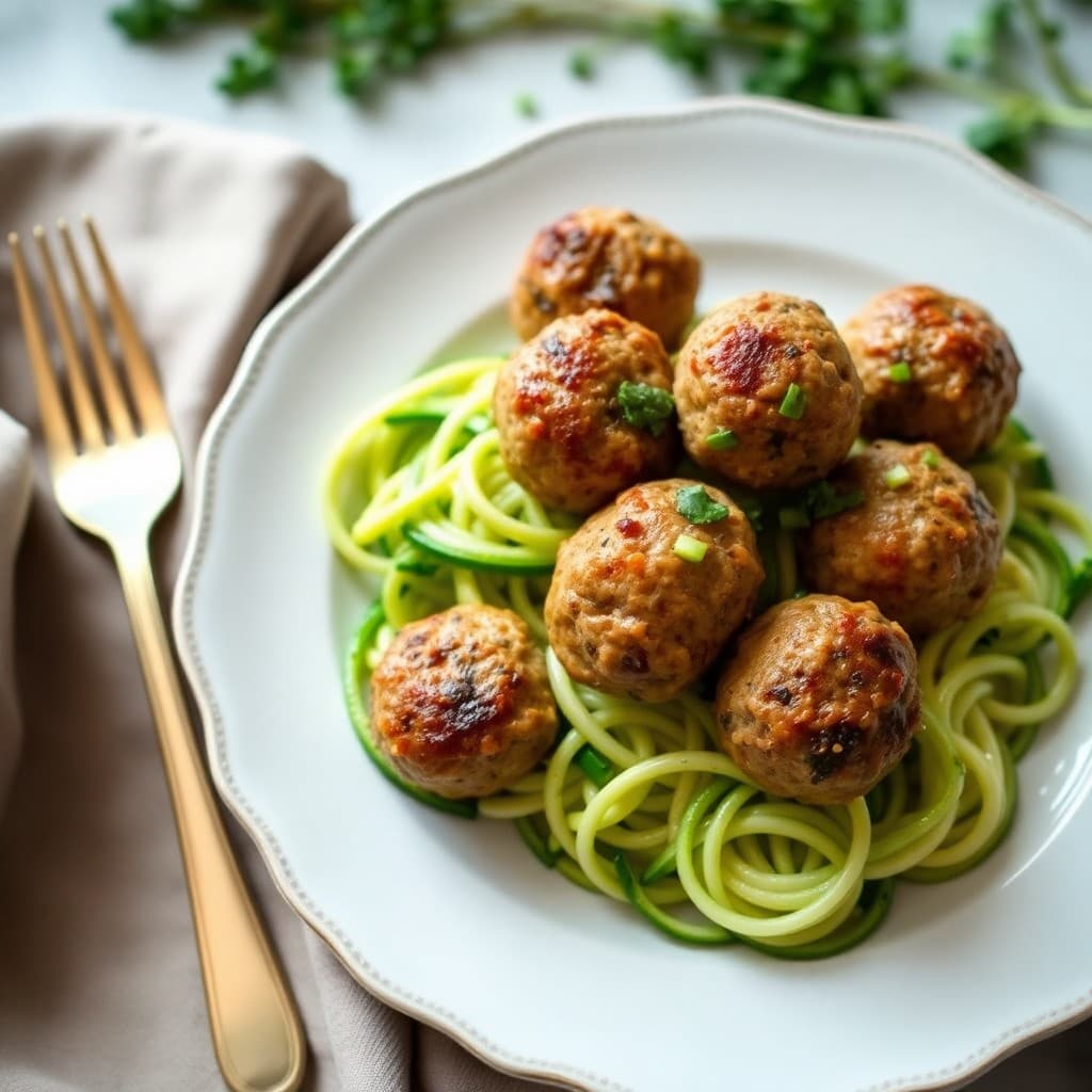 Savory Turkey Meatballs with Zucchini Noodles