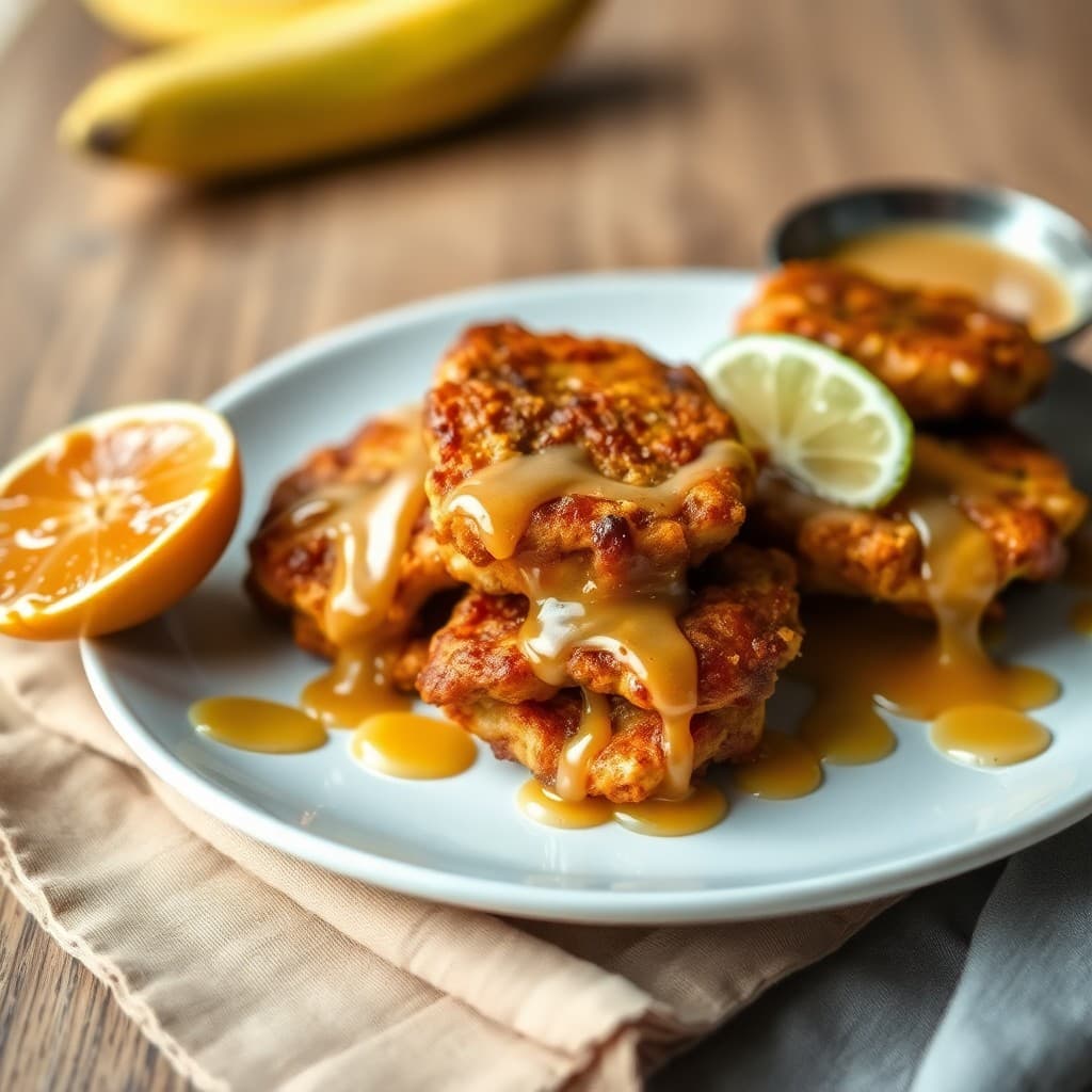 Vietnamese Banana Fritters with Honey Lime Drizzle