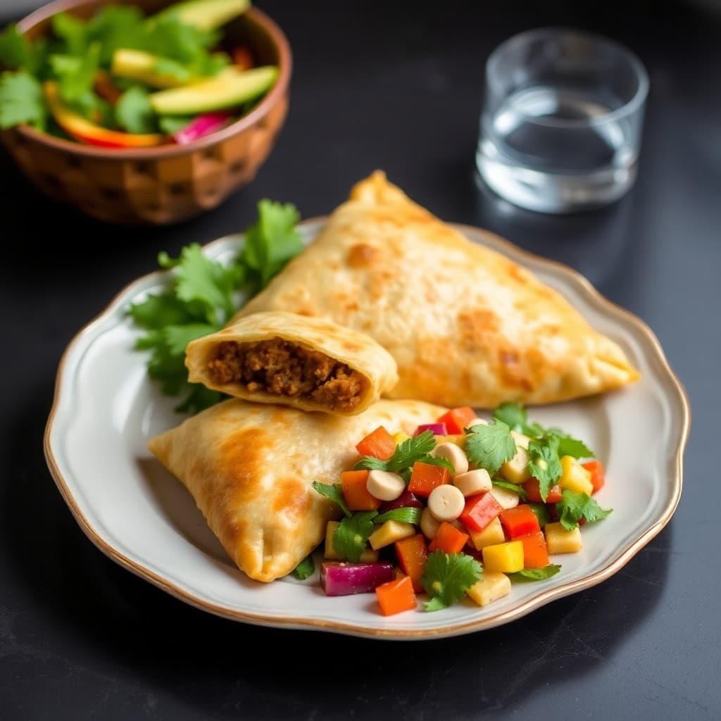 Zesty Brazilian Beef Empanadas with Roasted Veggie Salad