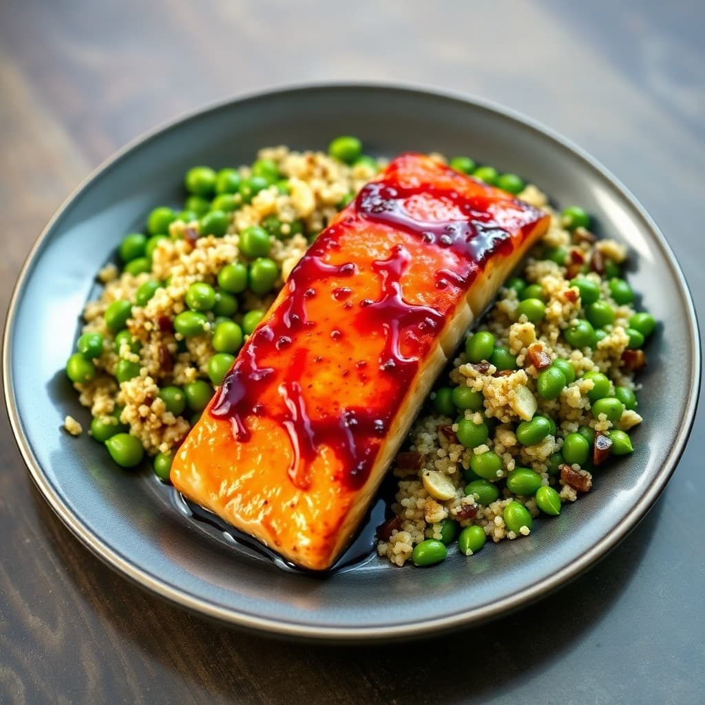 Seared Miso-Glazed Salmon with Edamame and Quinoa Salad