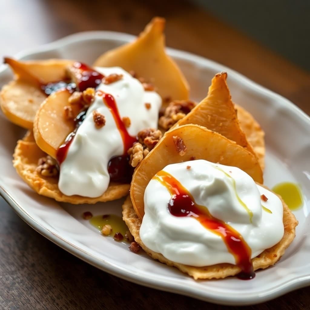 Turkish Spiced Pear & Walnut Phyllo Crisps with Whipped Labneh