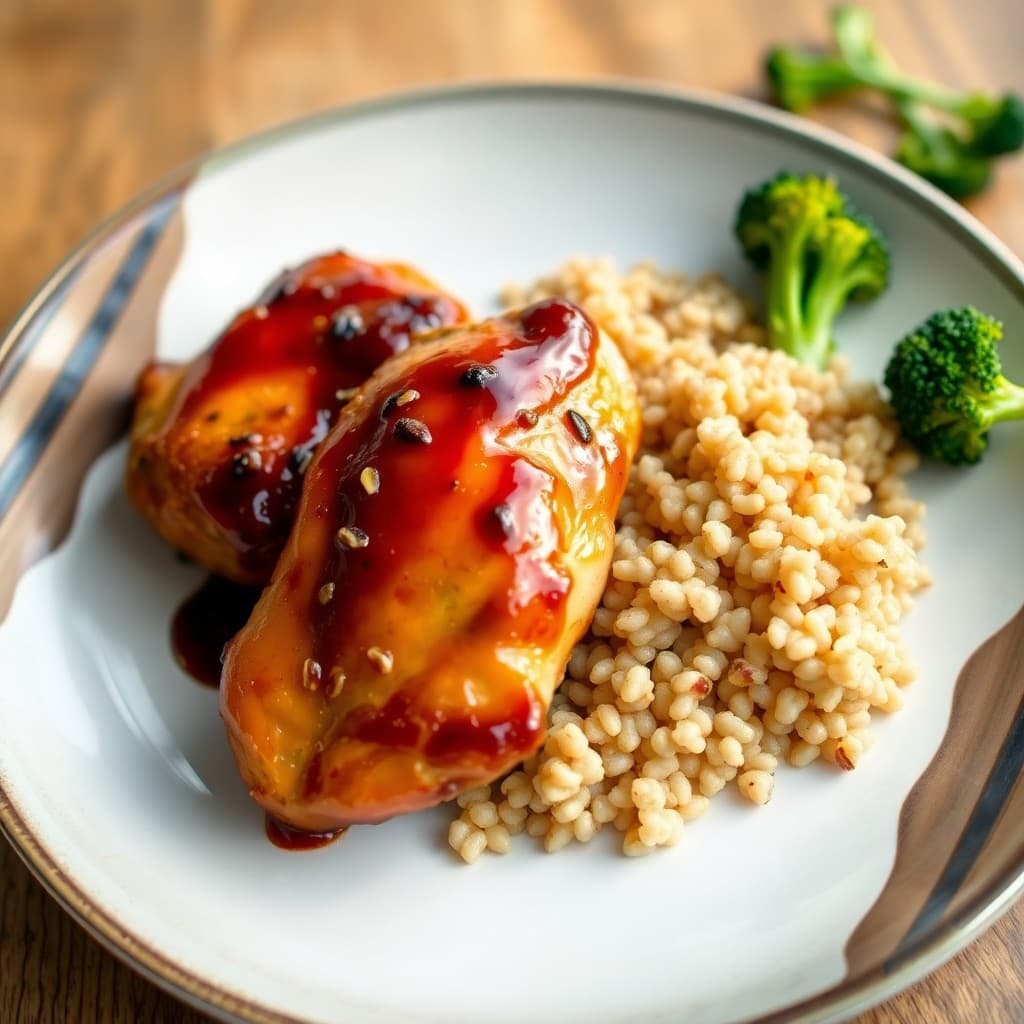 Teriyaki Glazed Chicken with Roasted Broccoli and Quinoa