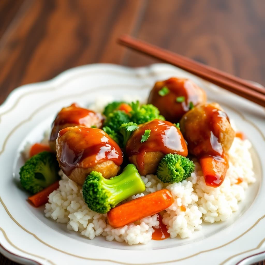 Teriyaki Chicken Meatball Bowls