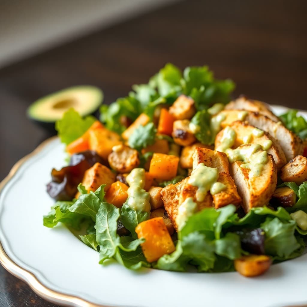 Roasted Autumn Vegetable and Chicken Salad