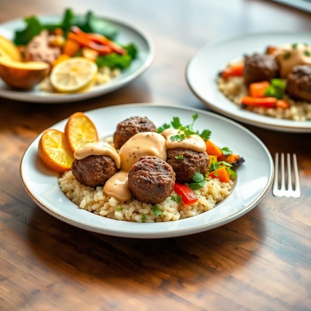 Moroccan Spiced Beef Meatball Bowls