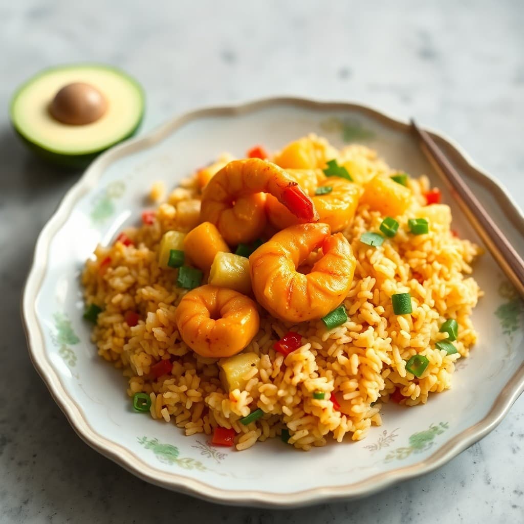 Spicy Thai Coconut Curry Shrimp with Pineapple Fried Rice