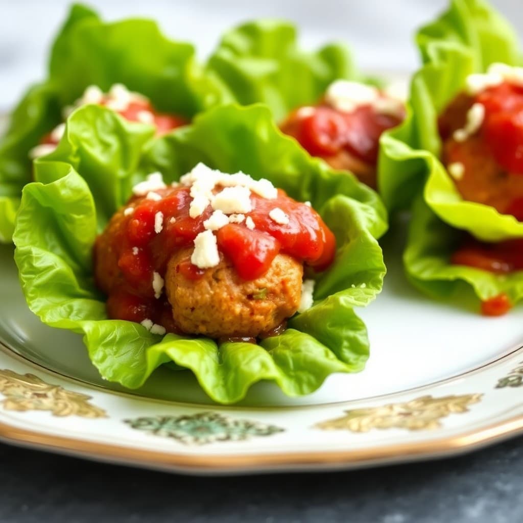 Zesty Italian Chicken Meatball Lettuce Wraps