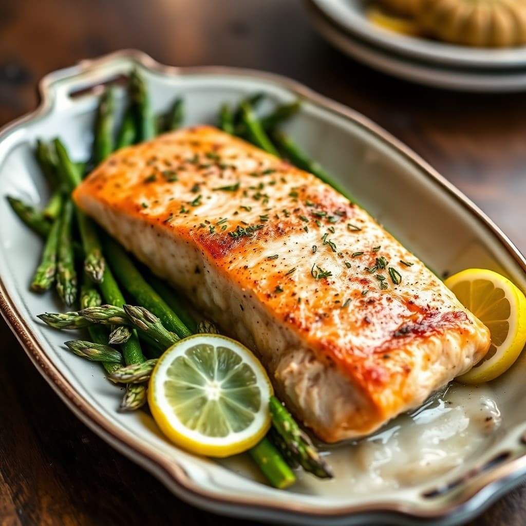 Lemon Garlic Baked Salmon with Roasted Asparagus