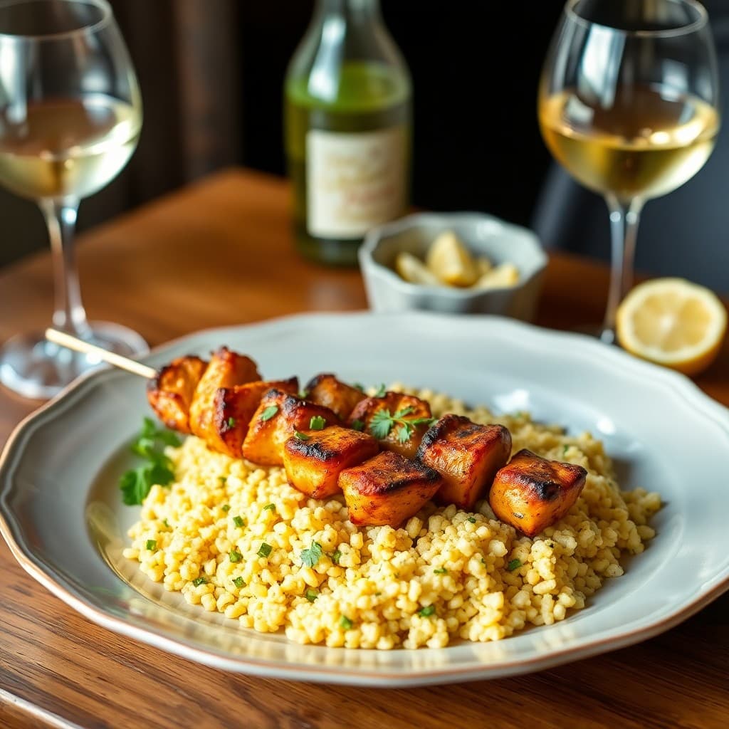 Moroccan-Style Chicken Skewers with Lemon Couscous