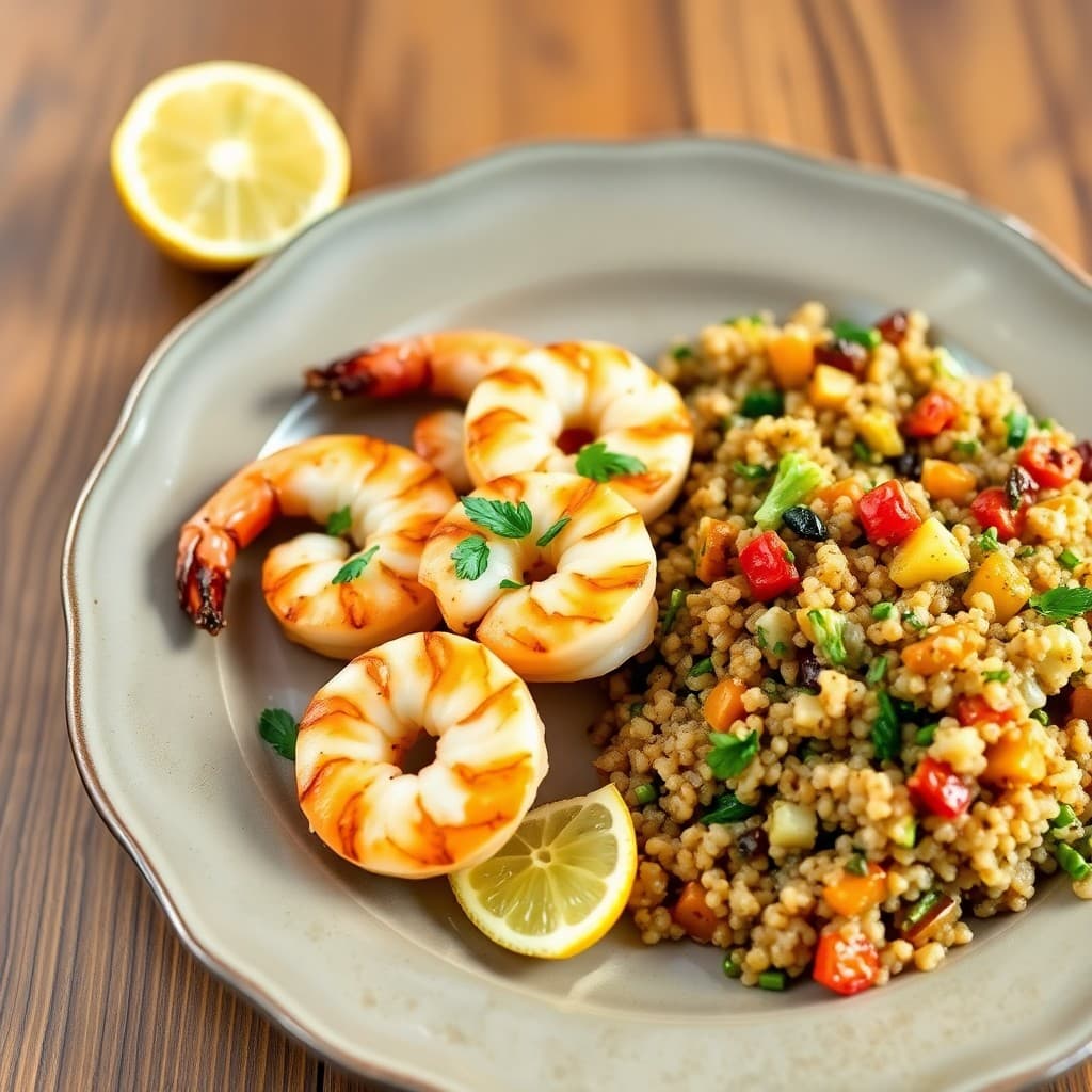 Zesty Citrus Grilled Shrimp with Roasted Veggie Quinoa