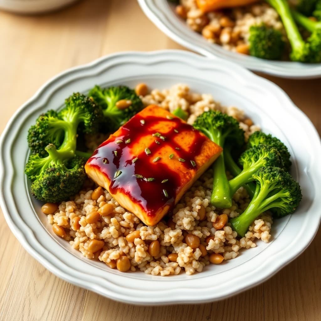 Teriyaki Salmon Rice Bowls with Ginger-Sesame Broccoli