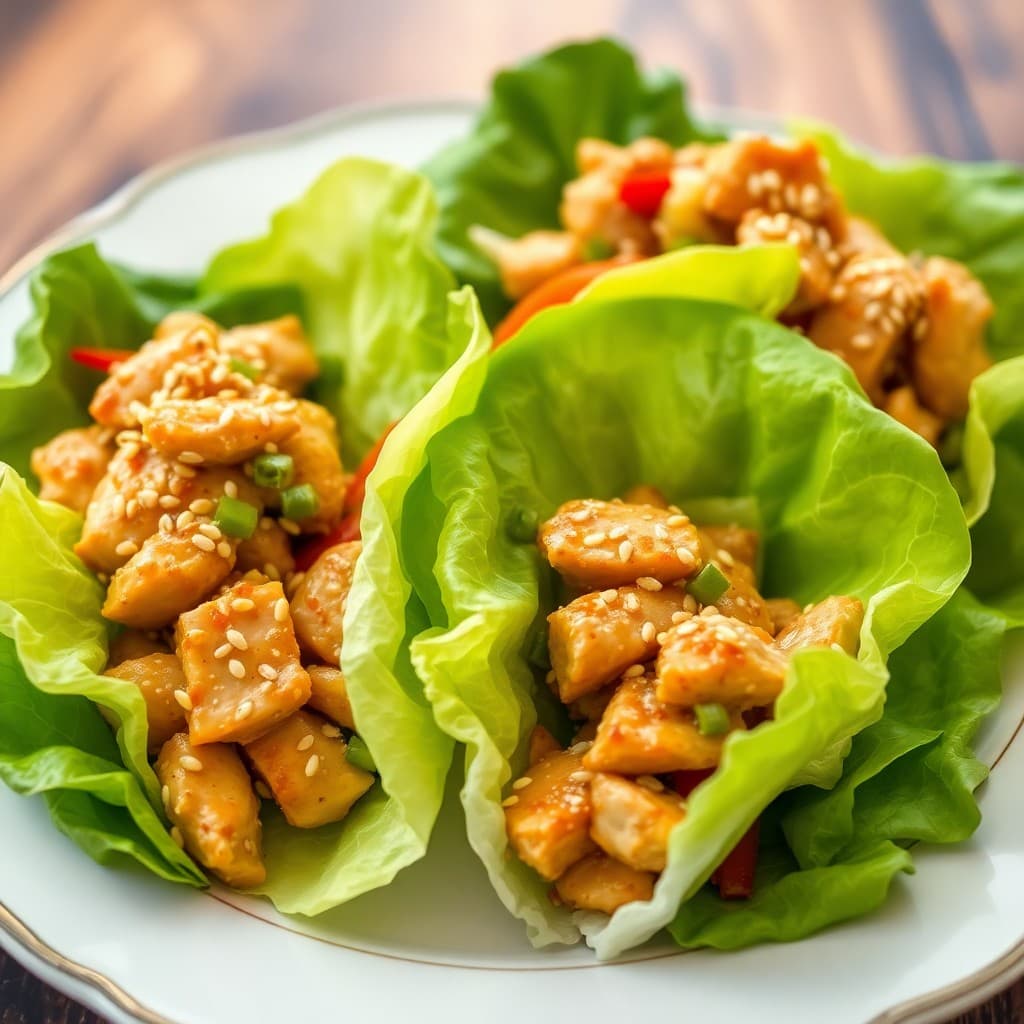 Sesame Ginger Chicken Lettuce Wraps