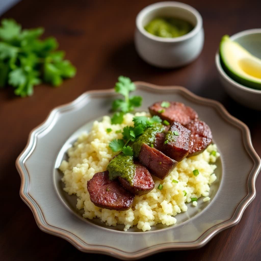 Zesty Brazilian Picanha Steak with Chimichurri Cauliflower Rice