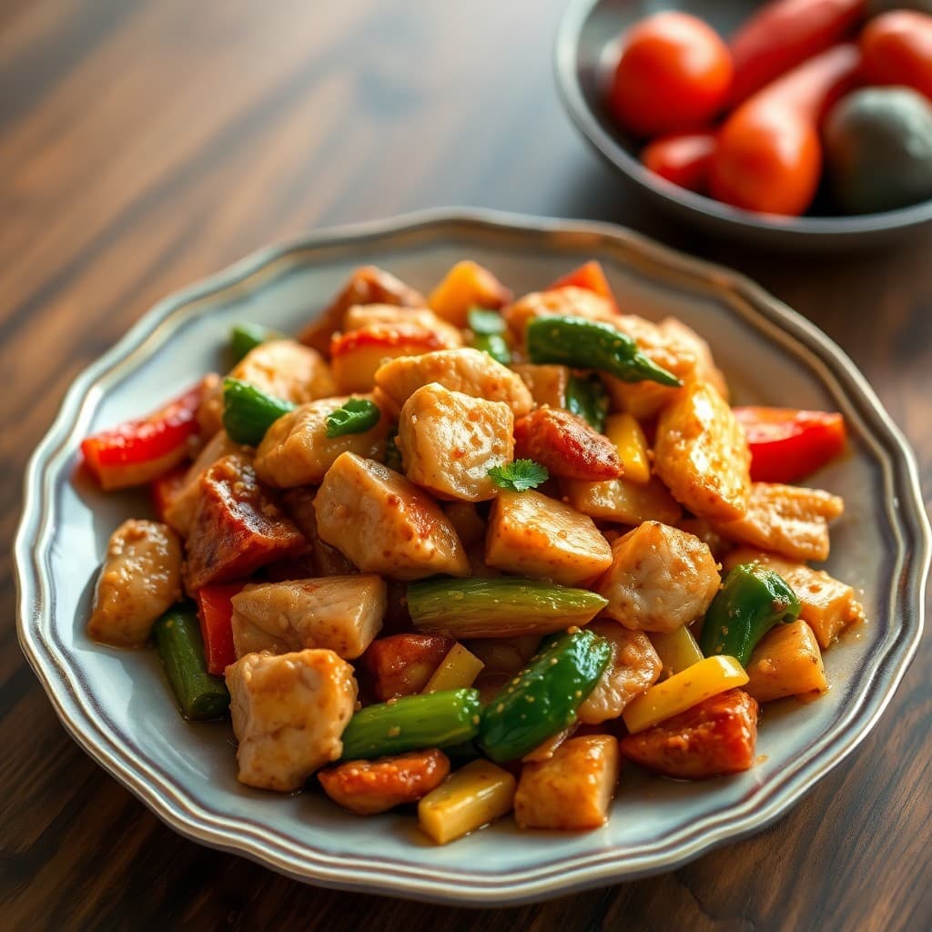 Sizzling Garlic Ginger Chicken Stir-Fry with Vegetable Medley