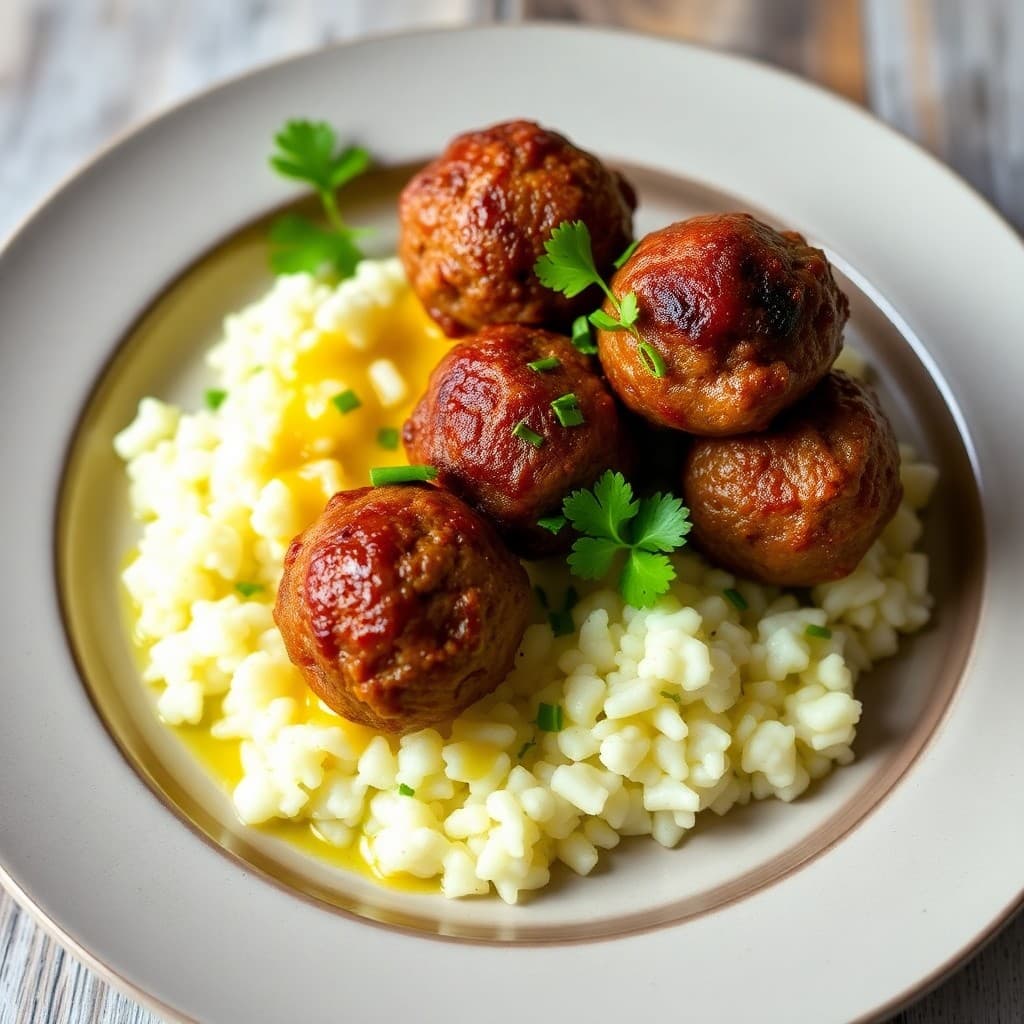 Zesty Cuban-Style Pork Meatballs with Lime Cilantro Cauliflower Rice