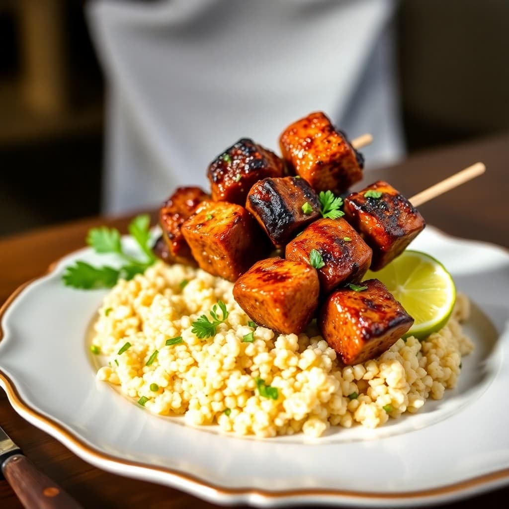 Zesty Brazilian Beef Skewers with Coconut Lime Quinoa