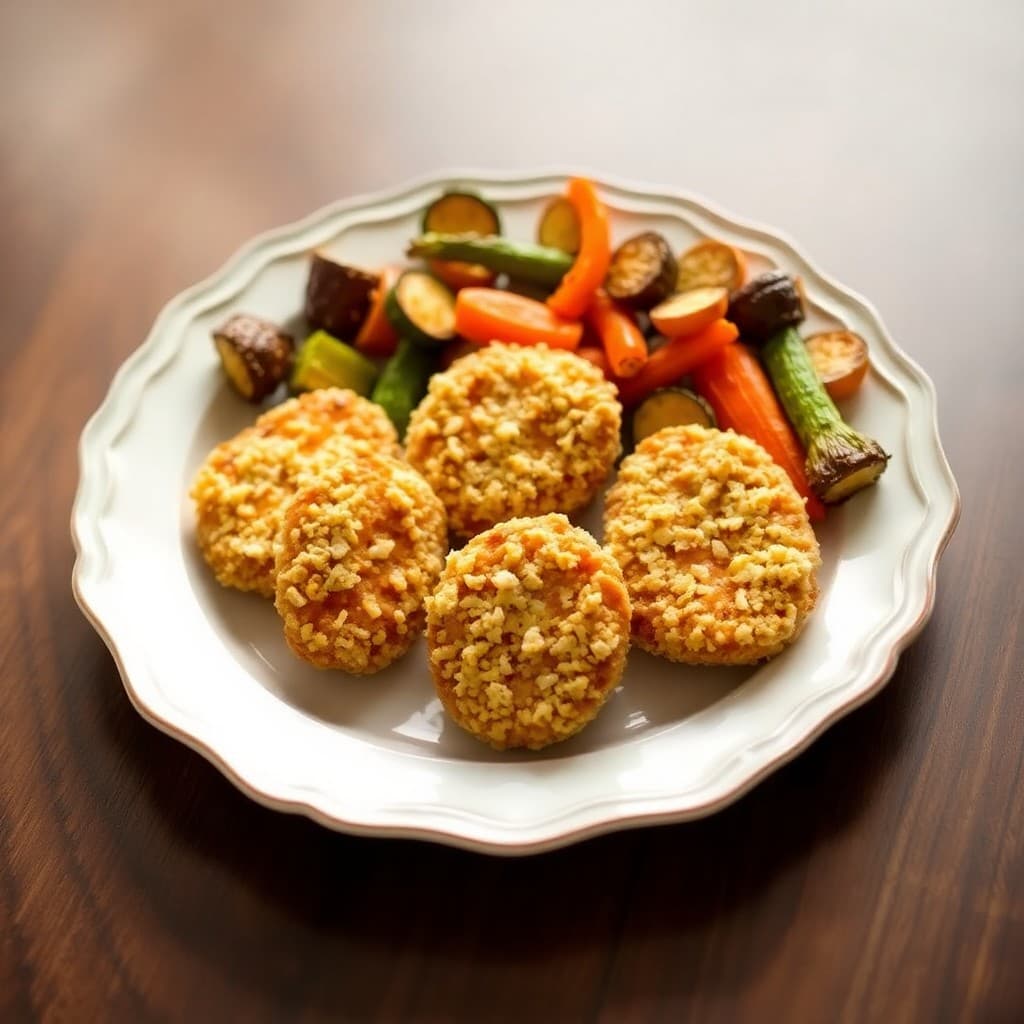 Cheesy Baked Chicken Nuggets with Roasted Veggies