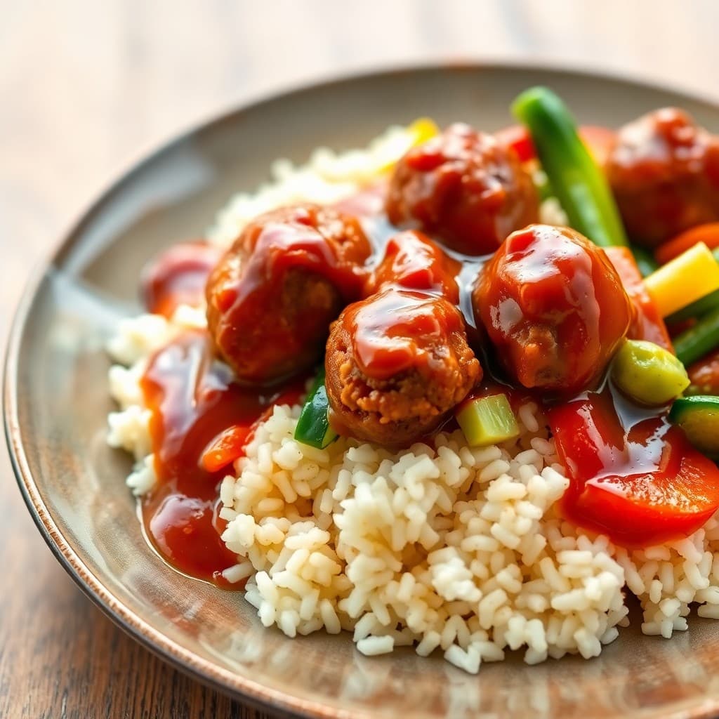 Teriyaki Chicken Meatball Rice Bowls