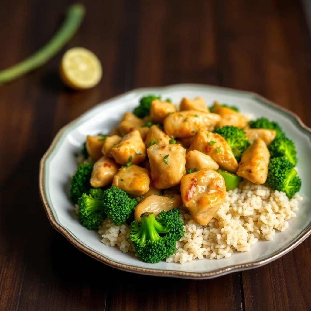 Zesty Lemon Chicken Stir-Fry with Garlic Ginger Broccoli