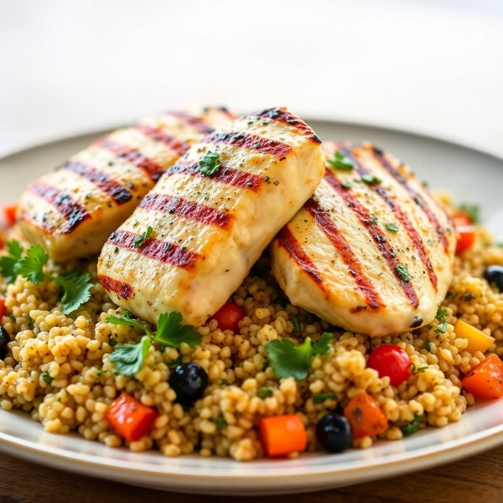 Mediterranean Grilled Chicken with Lemon Herb Quinoa