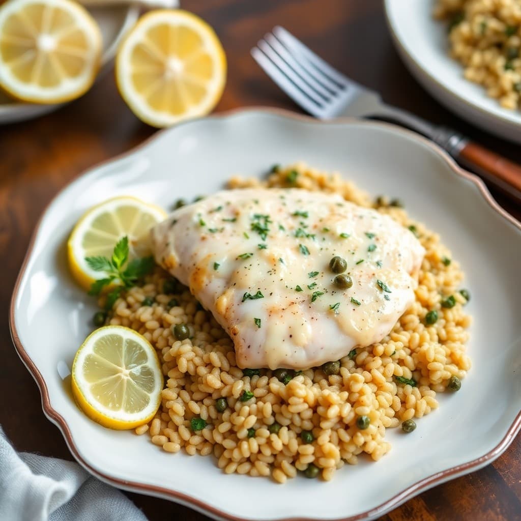 Zesty Lemon Chicken Piccata with Herbed Farro