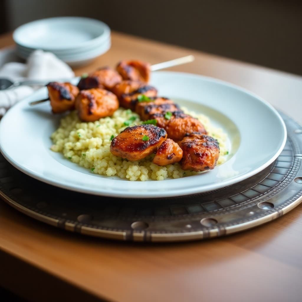 Spicy Moroccan Chicken Skewers with Lemon Couscous