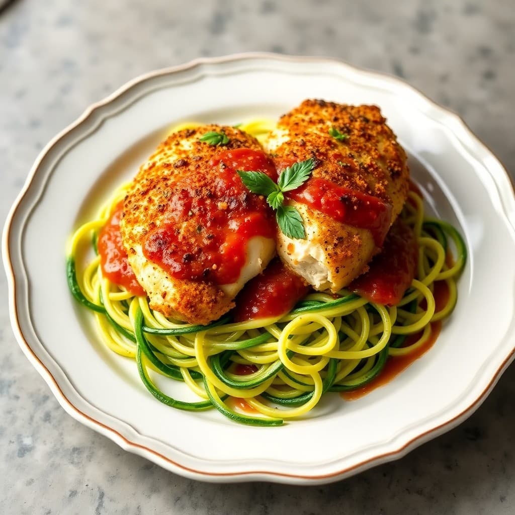 Vibrant Mediterranean Chicken Parm with Zucchini Noodles