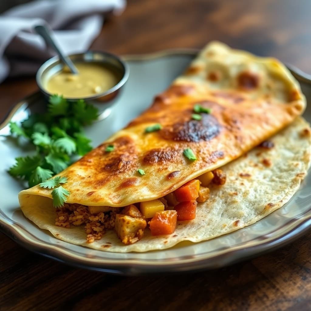 Indian Masala Dosa with Coconut Chutney