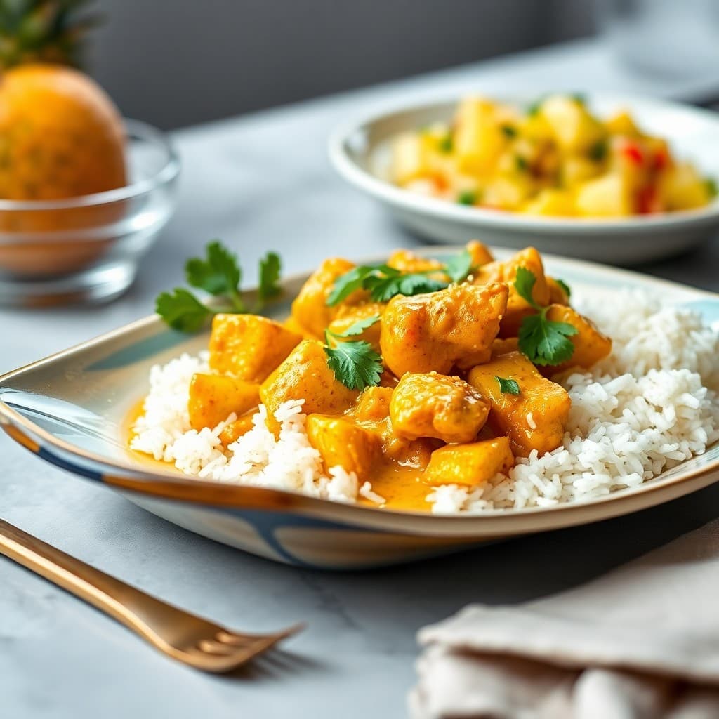 Zesty Thai Coconut Curry Chicken with Pineapple Salad