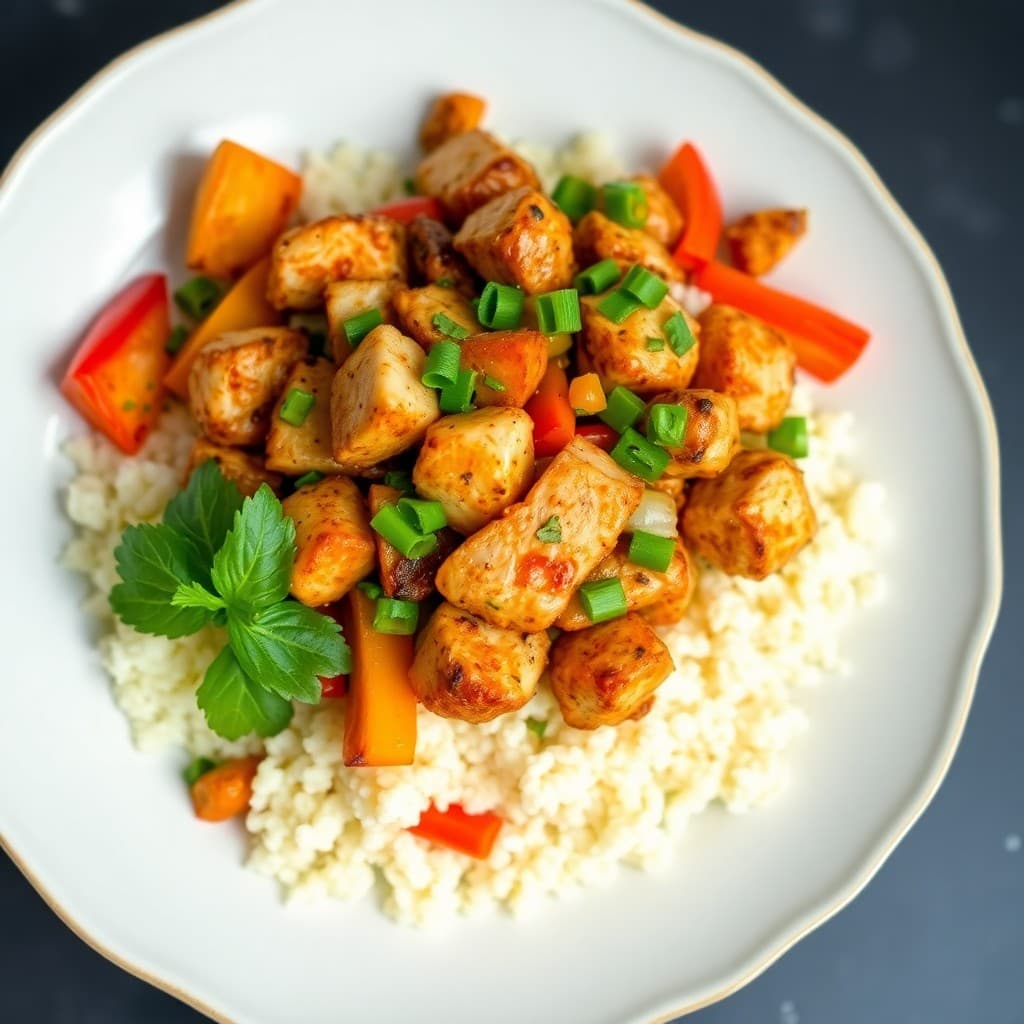 Zesty Chicken Fajita Bowl with Cauliflower Rice