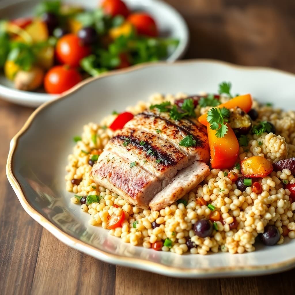 Mediterranean Seared Tuna with Roasted Vegetable Couscous