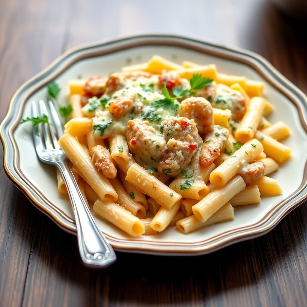 Garlic Herb Chicken Penne Pasta Bake
