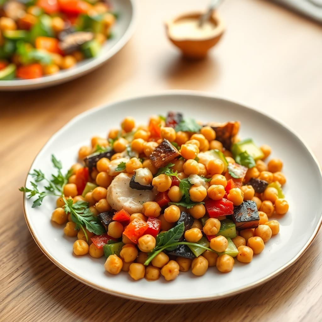 Roasted Autumn Vegetable and Chickpea Salad