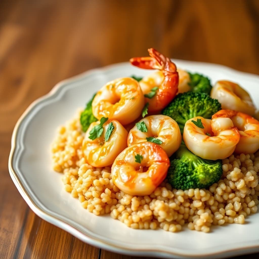 Spicy Lemon Garlic Shrimp with Roasted Broccoli and Quinoa