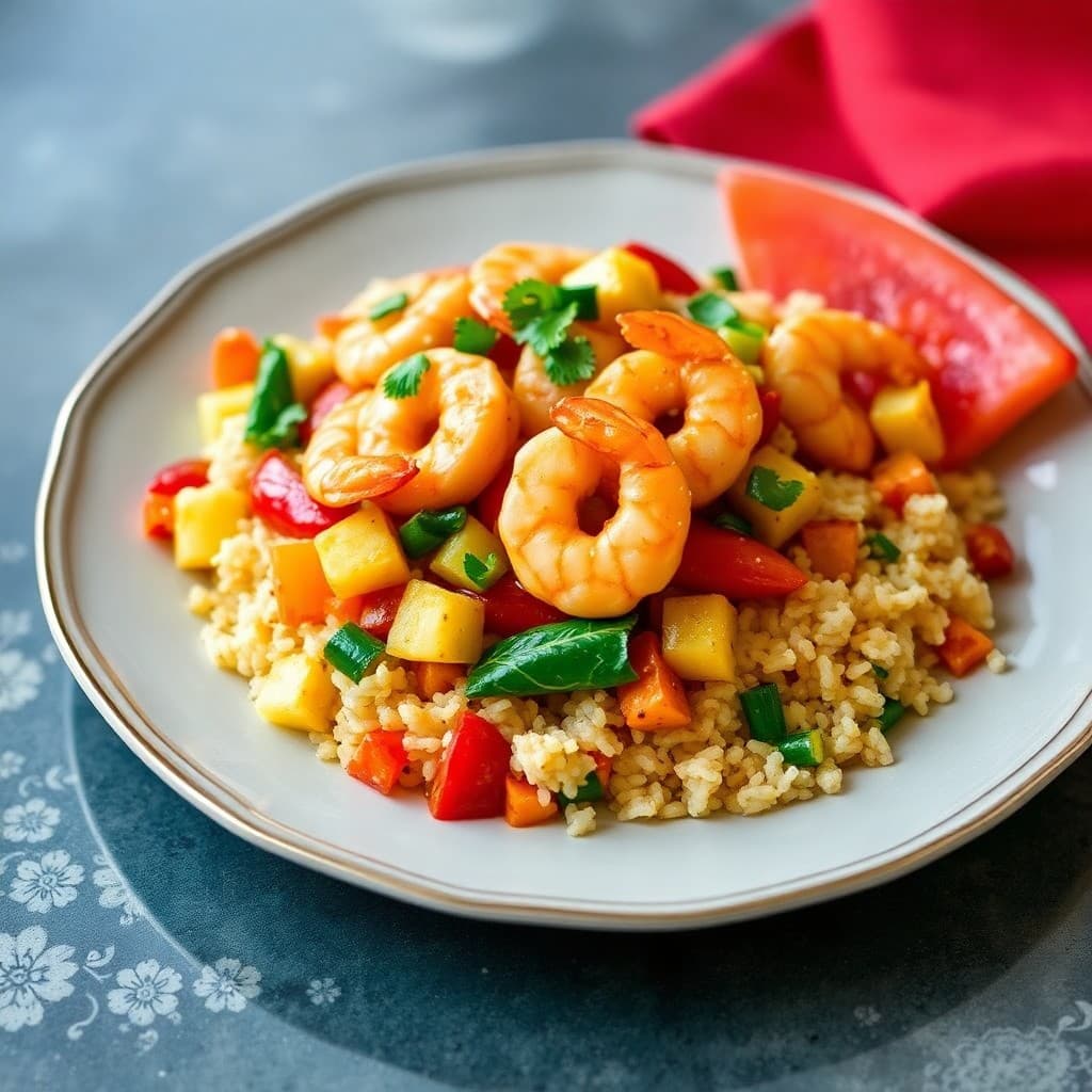 Garlic Lime Shrimp Stir-Fry with Pineapple Fried Rice