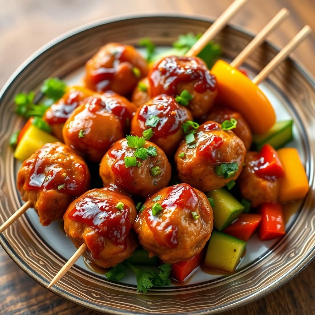 Teriyaki Chicken Meatball Skewers