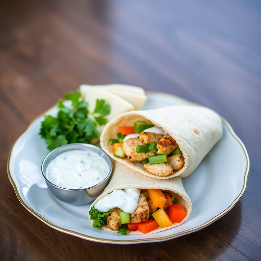 Greek Chicken Souvlaki Wraps with Tzatziki Sauce