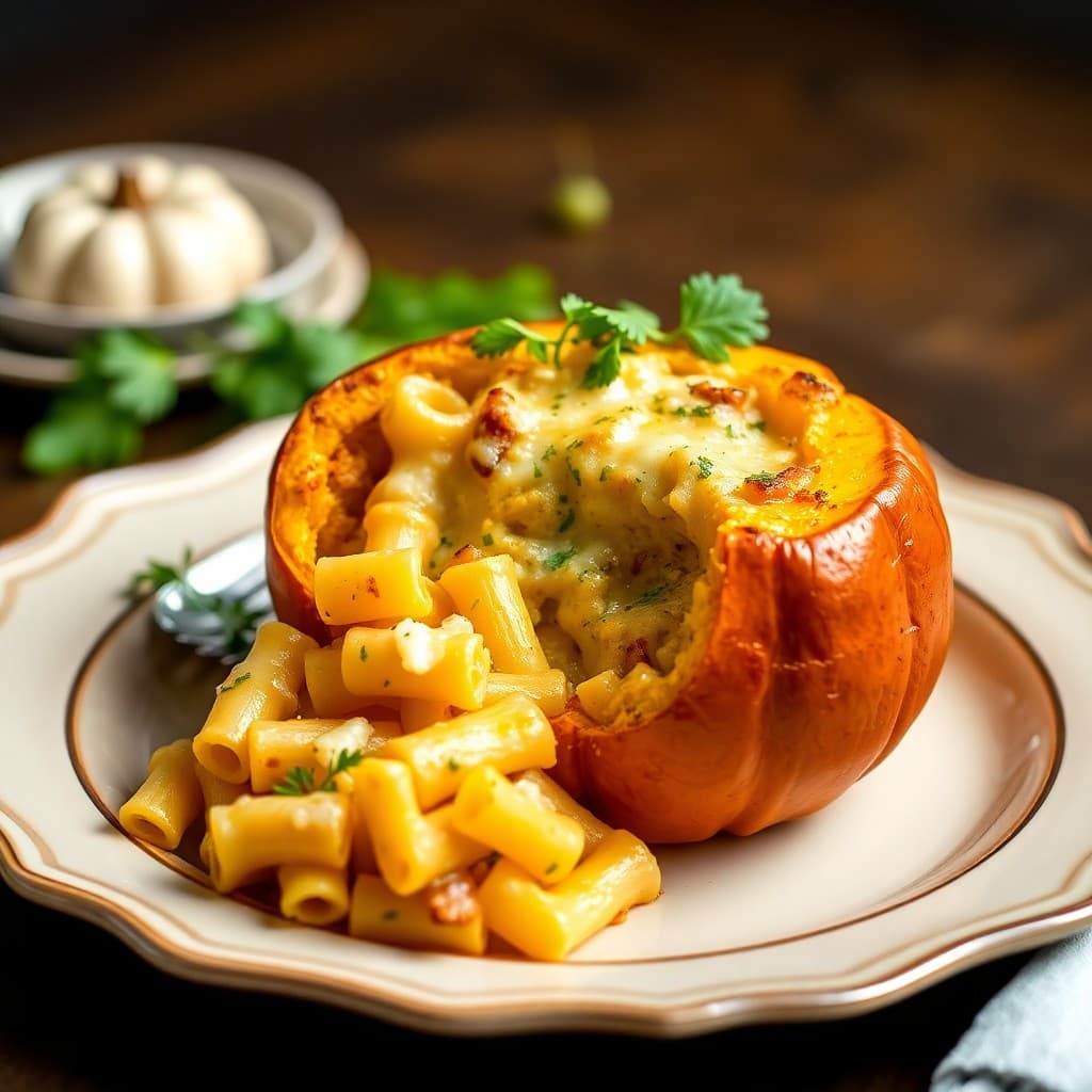 Cheesy Stuffed Pumpkin Pasta Bake