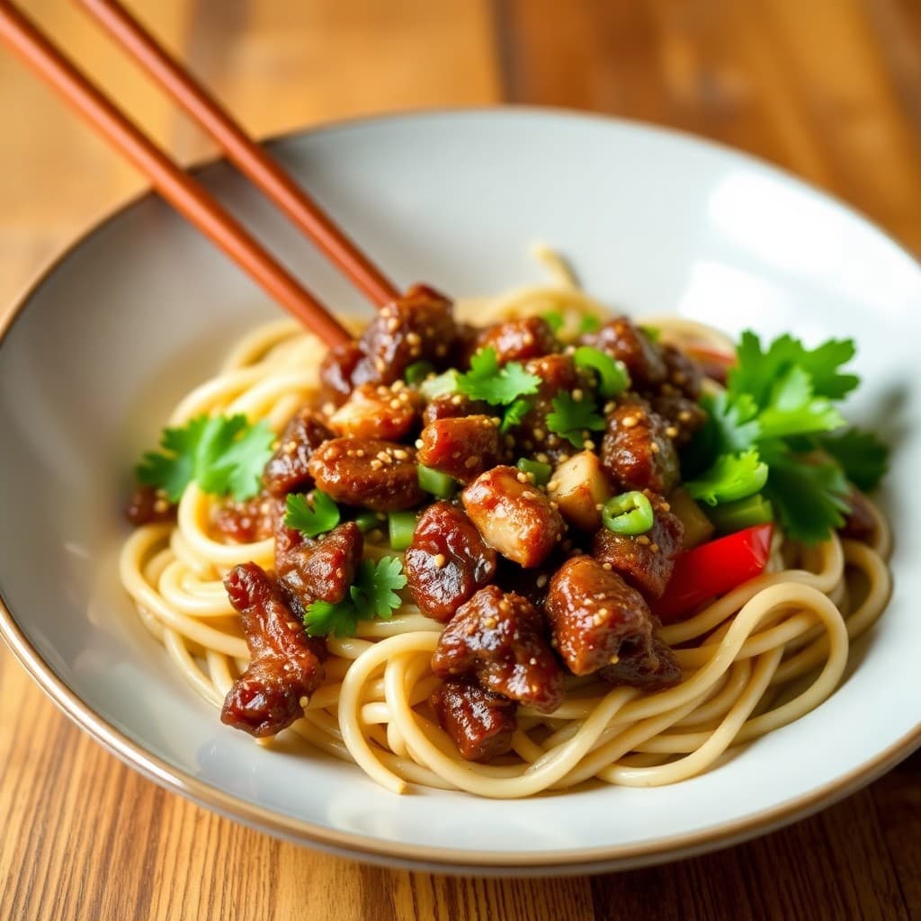 Spicy Sesame Beef Noodle Bowls