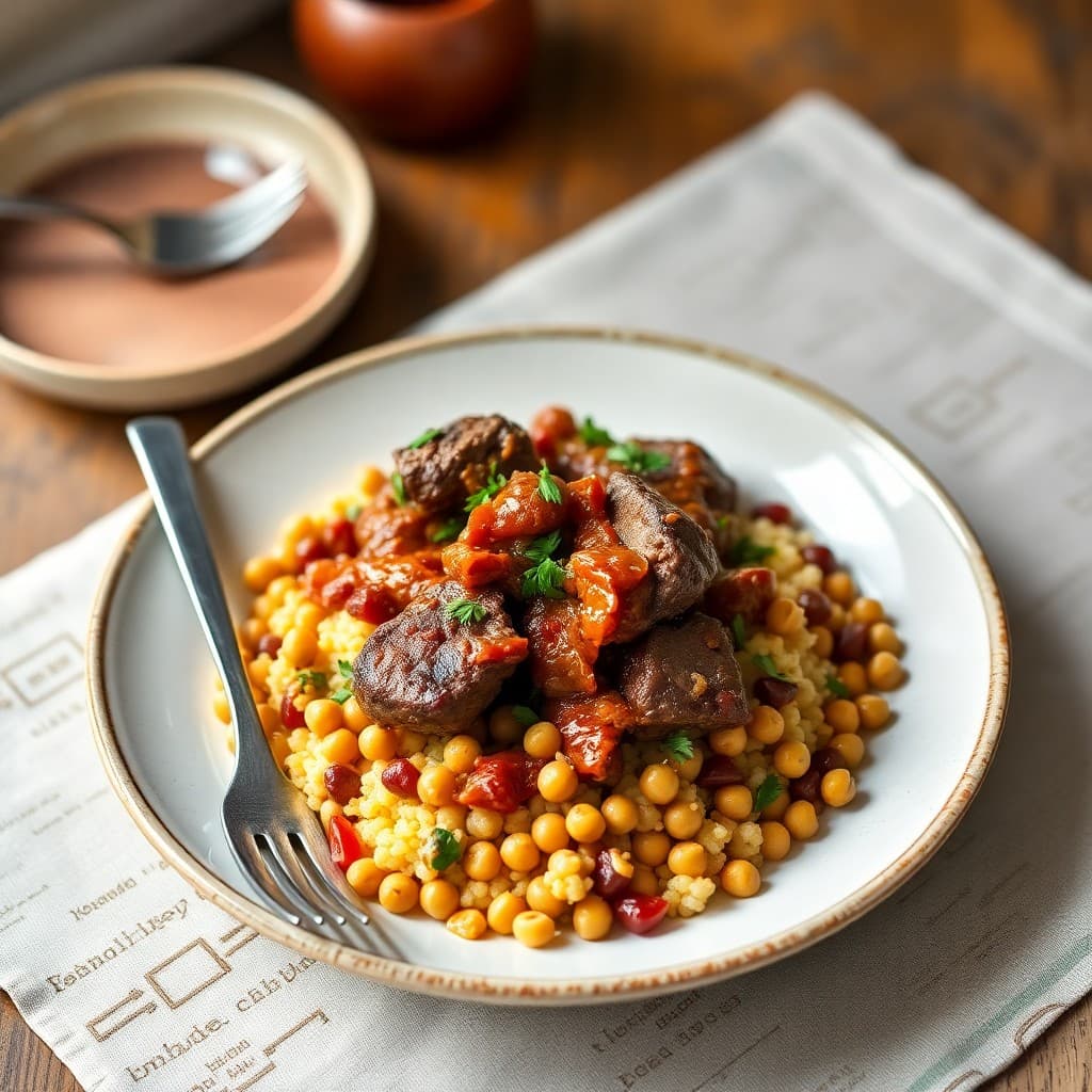 Moroccan Spiced Lamb Tagine with Chickpea Couscous