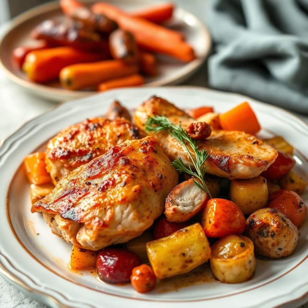 Paleo Roasted Chicken with Roasted Winter Vegetables