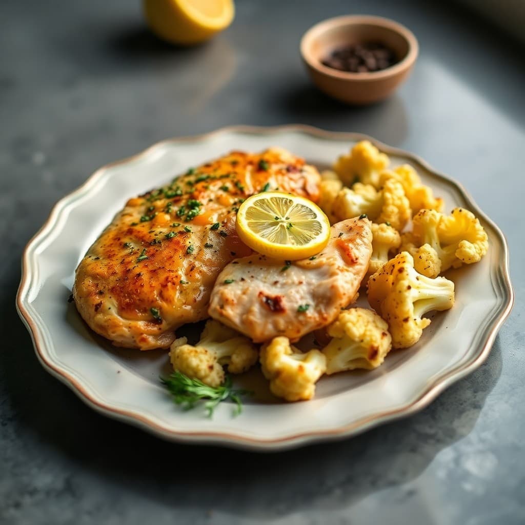 Zesty Lemon-Herb Chicken with Roasted Garlic Cauliflower