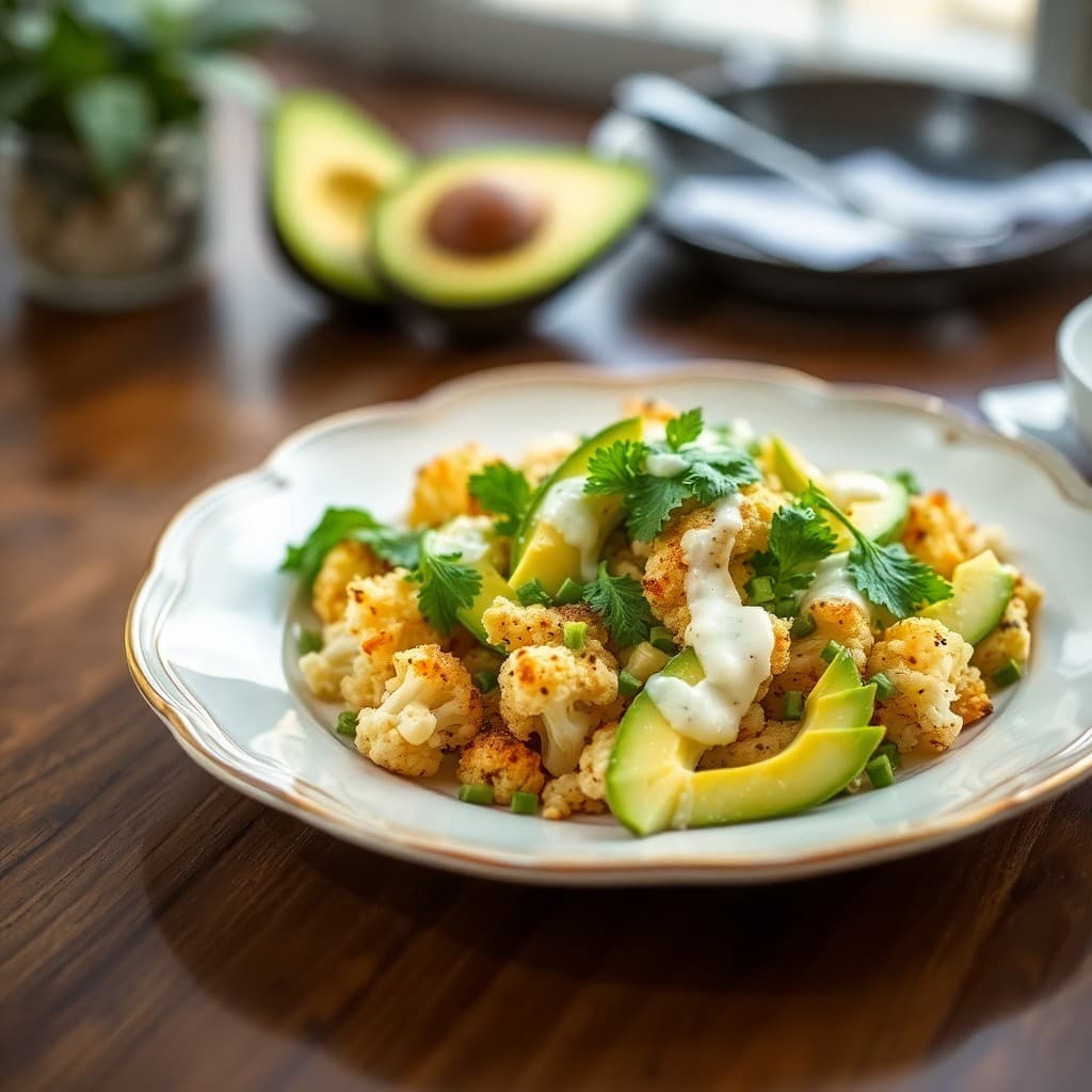 Roasted Cauliflower and Avocado Salad